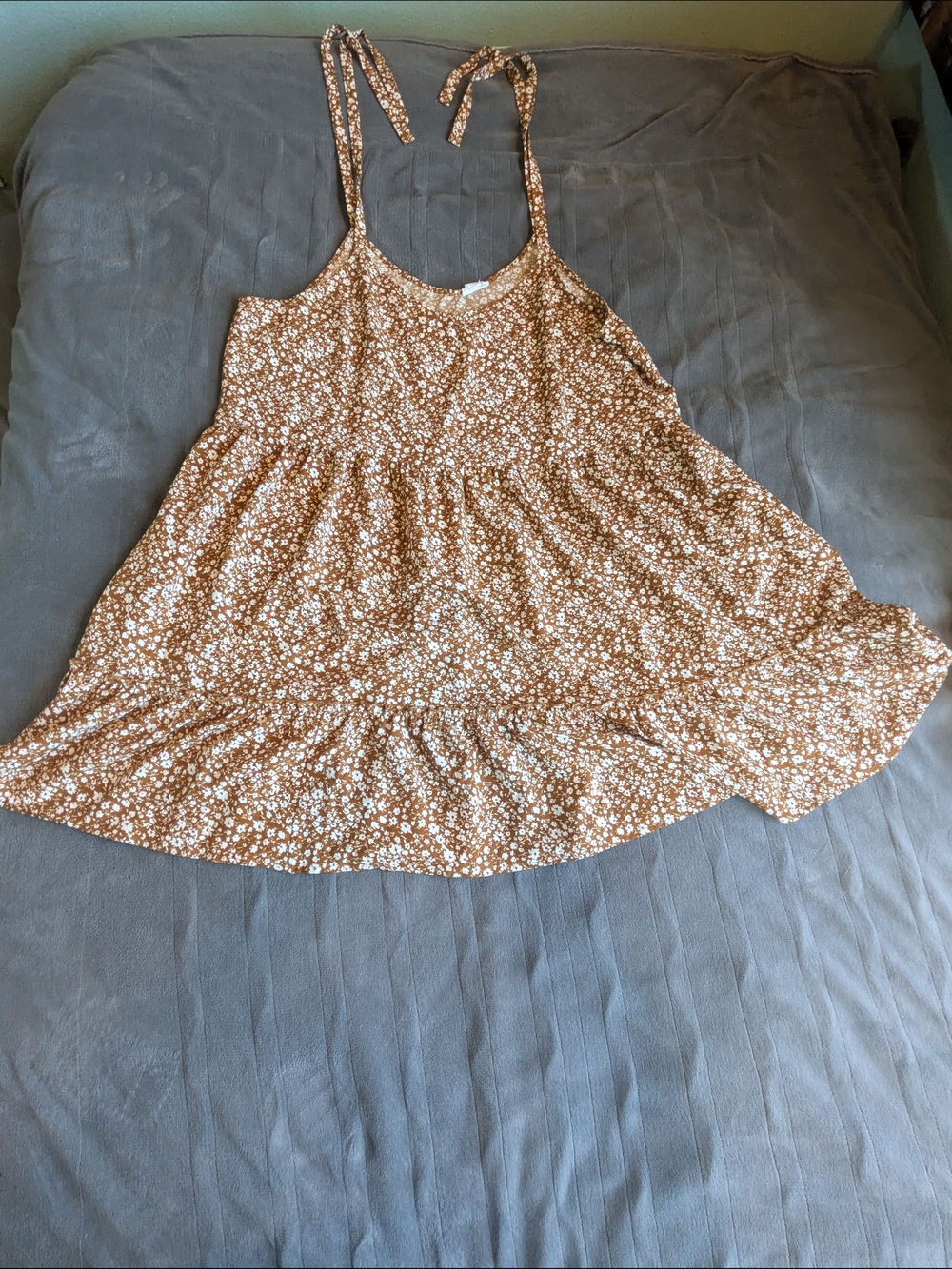 Brown Floral Tie-Strap Sundress